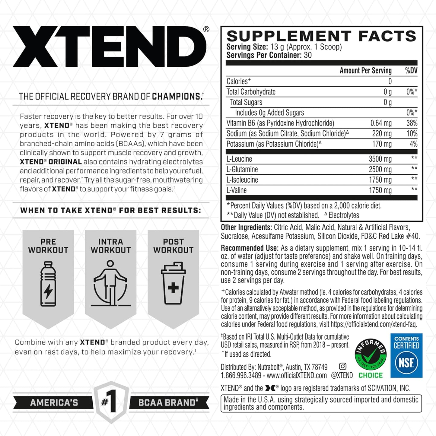 Xted Original BCAA 7 Gramos 30 porciones.