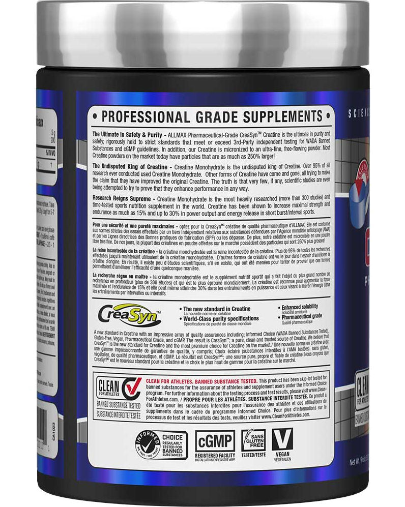 Allmax Creatina Monohidratada Micronizada Sin Sabor 80 servicios