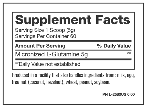 Mutant L-Glutamina Micronizada Sin Sabor 60 Servicios.