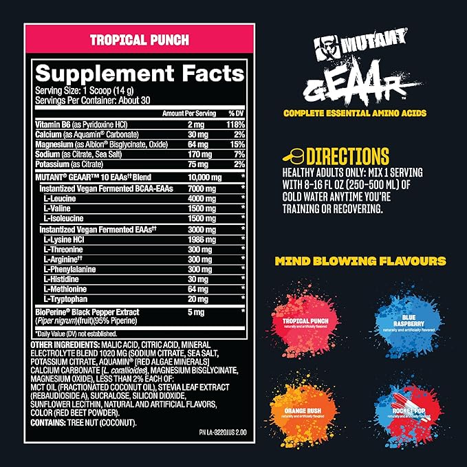 Mutant GEEAR (EAA y BCAA) Blue Barry 30 porciones.