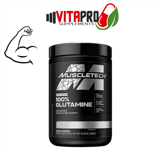 Muscletech Platinum 100% Glutamina Sin Sabor 60 Servicios.