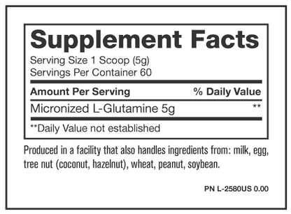 Mutant L-Glutamina Micronizada Sin Sabor 60 Servicios.